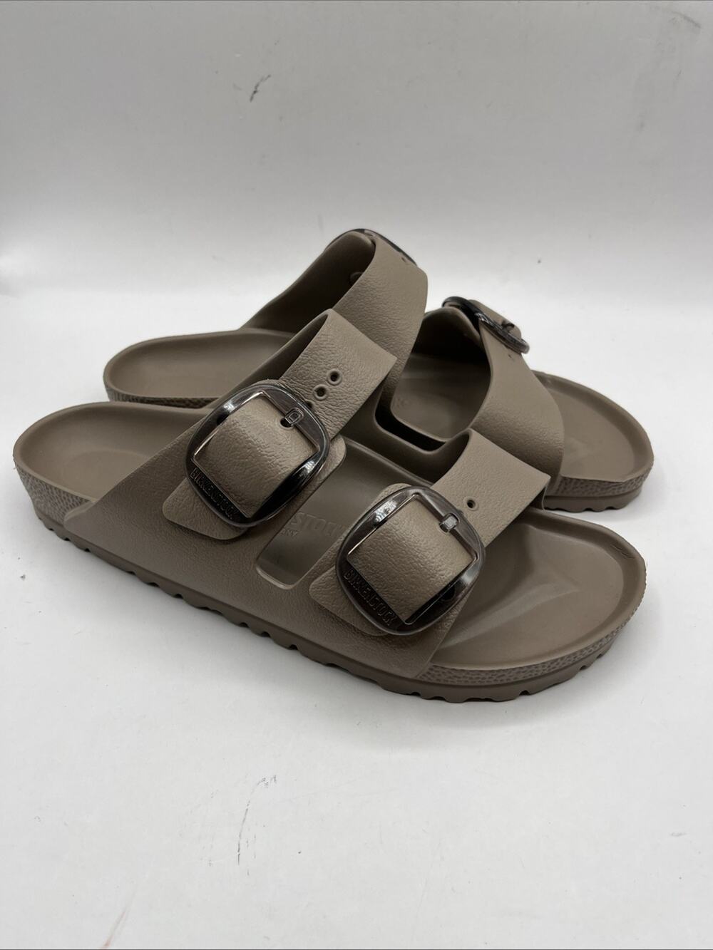 Birkenstock EVA Arizona Big Buckle Rubber Slides Sandals Gray EUR Sz 40 NWOTB